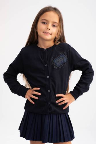 Bluza bleumarin cu maneca lunga si nasturi pentru fete 13-14 Ani (151-156cm)