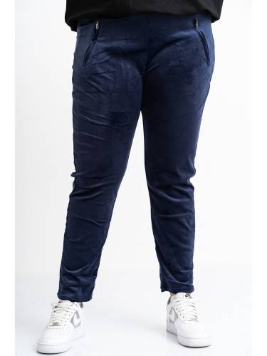 Pantaloni pentru dama marimi mari din catifea bleumarin cu buzunare 5XL (50)